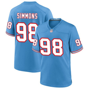 Maillot de football américain personnalisé Oilers Throwback Tennessee, brodé, uniforme pour jeunes, vêtements de sport, bleu clair - Product Image 6