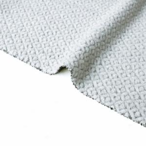 En Stock Livraison Rapide 43% Laine 57% Polyester Noir/Blanc Mélange Diamant Check Loop Tissu Texturé 3D pour Manteau Costume Veste 510GSM - Product Image 1