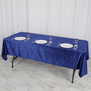 Mantel de terciopelo rectangular bordado de lujo azul real Rosa polvorienta al por mayor banquete de boda tela de terciopelo de 10 plazas - Product Image 1