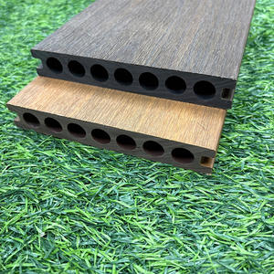 Plancher en composite bois-plastique (WPC) brossé co-extrudé, design moderne, sept trous, pour extérieur, jardin, cuisine, pose facile par clips - Product Image 1