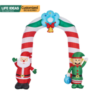 Arche gonflable géante personnalisée de 10 pieds avec décor de Père Noël et d'elfe Lumières LED intégrées