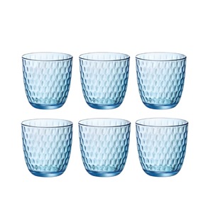 BORMIOLI - Juego de 6 Vasos de Agua con Diseño de Ranuras en Vidrio Azul 29CL - Product Image 1