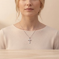 Collier croix en acier inoxydable 316L, pendentif cœur bicolore or 18 carats et argent avec zircon cubique taillé en cœur, chaîne blé, étanche, vendu à l'unité