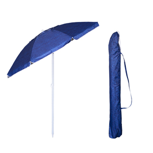 Parasol de plage 180 cm de diamètre, tissu Oxford bleu, design dôme coupe-vent, protection solaire extérieure - Product Image 1