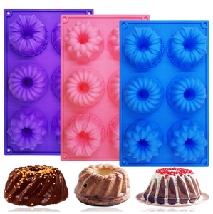 13109 6 bardak çörek makinesi silikon pişirme tepsisi kek Muffin kalıpları Mini kek tava silikon kek kalıbı - Product Image 2