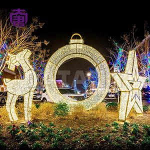 Adorno luminoso navideño con marco metálico LED 2D comercial para exteriores, decoración con forma de letras para calles, centros comerciales y paisajes festivos. - Product Image 4