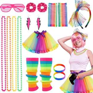 <b>Carnival</b> <b>Outfit</b> Costume Accessories Neon Tutu Headband Necklace Gloves Eyeglasses Leg Warmer 80S Fancy Dress up Sets - Product Image 1