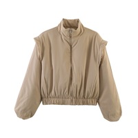 Vêtements pour femmes transfrontaliers Automne Hiver 2026 Mode INS Européenne Américaine Veste courte en polyester à col montant et fermeture éclair