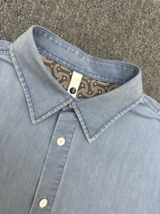 Camicia in Denim di Alta Qualità Personalizzabile, Lavata, Vestibilità Comoda, Casual, da <span class=keywords><strong>Uomo</strong></span>, in Cotone e Lyocell, Traspirante, con Colletto Rovesciato e Maniche Lunghe - Product Image 2