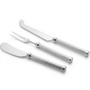 Juego de cuchillos para queso de acero inoxidable con mango acanalado, herramientas de cocina duraderas para servir queso y uso en restaurantes - Product Image 1