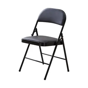 Convenient leather folding chairs for storage, white plastic folding chairs