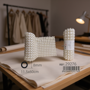 Rete di perle lucide Ilan 8mm 11.5x60cm per decorazioni di abbigliamento - Product Image 3