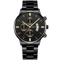 WJ-9393 Usine Chinoise En Gros Noir Couleur Argent-Bracelet Analogique À Quartz En Acier Inoxydable Hommes Montre