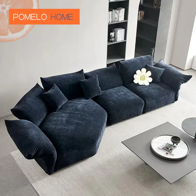 PomeloHome özelleştirilmiş Modern İtalyan tasarımcı yaprakları kadife şönil kumaş modüler standart kanepe daire otel için