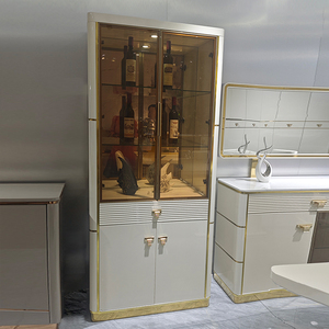 Estante de vino de madera para sala de estar de diseño moderno, armario de almacenamiento de esquina, muebles de Bar para el hogar, armario de vino de exhibición de vidrio para comedor de madera - Product Image 4