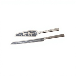 Servidor de pastel real Chapado en bronce y cuchillo hecho a mano elegante diseño plano occidental juego de cuchillos para pastel juego de herramientas para pastel de acero inoxidable - Product Image 1