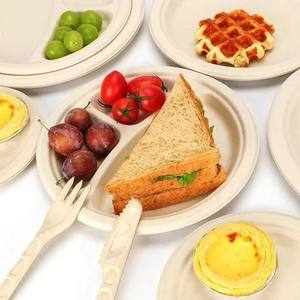 <span class=keywords><strong>Precio</strong></span> barato Biodegradable 3 Compartimentos <span class=keywords><strong>Blanco</strong></span> Redondo Plato de cena Almidón de maíz Bandeja de almuerzo Platos de fiesta desechables - Product Image 5