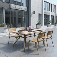 Ensemble de table à manger en aluminium personnalisé pour l'extérieur, design créatif pour les zones alimentaires, les zones de loisirs, les stations balnéaires