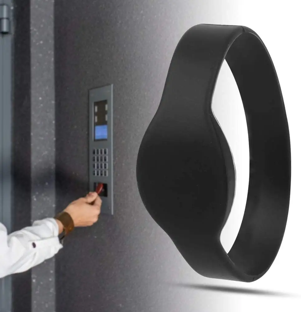 Sunlanrfid Customized Style Black Color Information Share Rfid Silicon Rubber Wristband