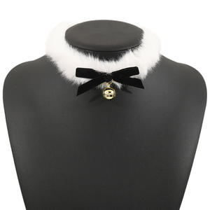 Kaimei <span class=keywords><strong>2025</strong></span> joyería de moda Navidad terciopelo arco campana <span class=keywords><strong>Collar</strong></span> mujer felpa cinta gargantilla cuello cadena campana gargantilla collares - Product Image 5
