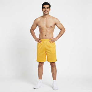 Short de basket-ball en maille jaune pour homme short de sport respirant à séchage rapide logo personnalisé entraînement gym activewearDDP expédition - Product Image 1