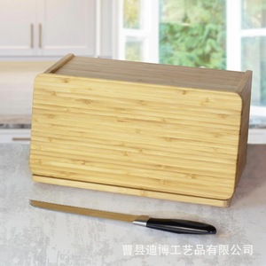 กล่องเก็บขนมปังไม้ไผ่พร้อมที่ตัด สำหรับใช้ในครัวและร้านเบเกอรี่ - Product Image 2