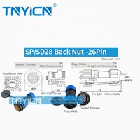 TNYICN SD28 industriel personnalisé écrou arrière 26Pin IThreaded plastique P68 circulaire fil électrique connecteur étanche