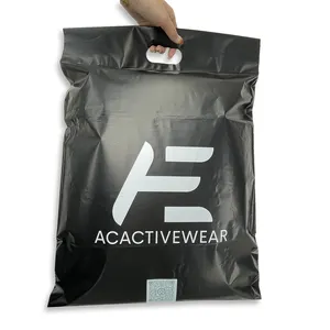 Toptan GRS plastik geri dönüşümlü posta torbası özel logo biyobozunur giysi ambalajı çanta nakliye için saplı çanta