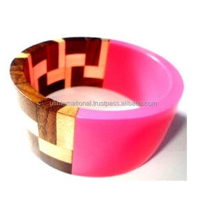 Andicraft-pulsera de madera y Resina 100% para mujer, brazalete, producto de diseñador, superventas - Product Image 2