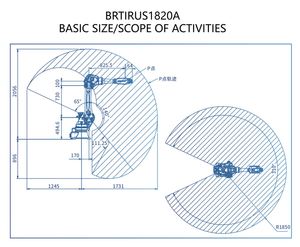 Robot industriel BRTIRUS1820A PLC, longueur de bras 1850 mm, capacité de charge 20 kg, moteur IP54, haute précision 0,05 mm, soudage, découpe, laser - Product Image 6