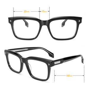 Óculos Retangulares Clássicos Vintage Retro com Rebites Ópticos de Acetato Preto Óculos de Alta Qualidade Armações de Acetato Unissex - Product Image 3