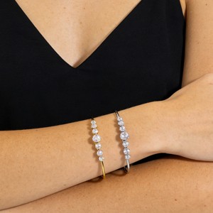 Gradient Heart Diamond Asymmetric <b>Bracelet</b> - Gentle Sparkly Design for Date & Party Wear - Product Image 3