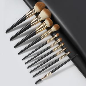 <span class=keywords><strong>Precio</strong></span> de fábrica, 10 piezas, rubor, sombras de ojos, libre de crueldad, rubor de plástico barato, cara, negro, venta al por mayor, juego de brochas de maquillaje doradas, logotipo personalizado - Product Image 6