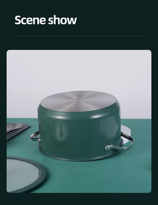 4pcs Stainless Steel Ceramic Coated <strong>Pot</strong> Set, Including 1 Milk <strong>Pot</strong>, 2 Stockpots, 1 Non-stick Pan, 4 LIDS and 1 Steamer Green - Product Image 4