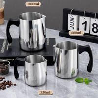 Pichet à lait en acier inoxydable 201 avec poignée en plastique Latte Art Pitcher Espresso Coffee Steaming Cup Barista Milk Pourer