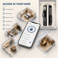 Serrure de porte intelligente Tuya WiFi 6068 avec caméra d'empreintes digitales, reconnaissance faciale 3D pour portes en bois, en acier inoxydable/acier (application Tuya)