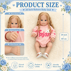 BAkwbwBY Muñeca <span class=keywords><strong>Reborn</strong></span> 24 Pulgadas Cuerpo de Algodón Hecha a Mano Bebé Recién Nacido Realista para Niñas Regalo Mayorista - Product Image 4