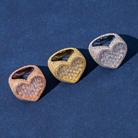 Bague en laiton avec zircon en forme de baguette, cœur, cluster, glacée, hip-hop, brillante, bijoux de mode pour femmes, cadeau de fête, vente chaude 2025