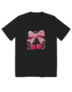 T-Shirt Unisex con Stampa di Ciliegie Rosa, in Morbido Cotone, Manica Corta, Vestibilità Regolare, per Tutte le Stagioni, Stile Divertente per San Valentino e Capodanno - Product Image 1