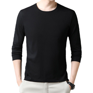 T-shirt décontracté pour homme d'été, col rond, haut à manches longues uni simple - Product Image 5