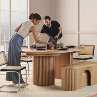Table à manger moderne de luxe sur mesure, design rétractable et pliable, fonctionnalités de négociation, exportation, bois massif