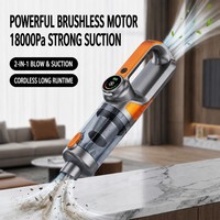 Aspirateur à main amélioré 18000Pa, sans fil, rechargeable, 6000mAh, avec brosse d'extension pour sols, pour le nettoyage domestique