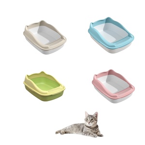 Grande litière pour chat semi-fermée en plastique, facile à nettoyer, anti-éclaboussures, contrôle des odeurs avec pelle, grande capacité, toilette pour animaux de compagnie pour chats - Product Image 1