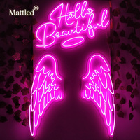 Enseigne néon LED personnalisée « Hello Beautiful Angel Wings » pour salon de beauté, chambre, fête, toile de fond pour selfies, décoration murale