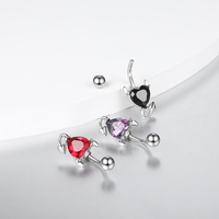 Acier Grenat Coeur Zircon Cristal Diable Amour Coeur Nombril Anneaux Nombril Piercings Nombril Ombligo Femmes Bijoux De Mode