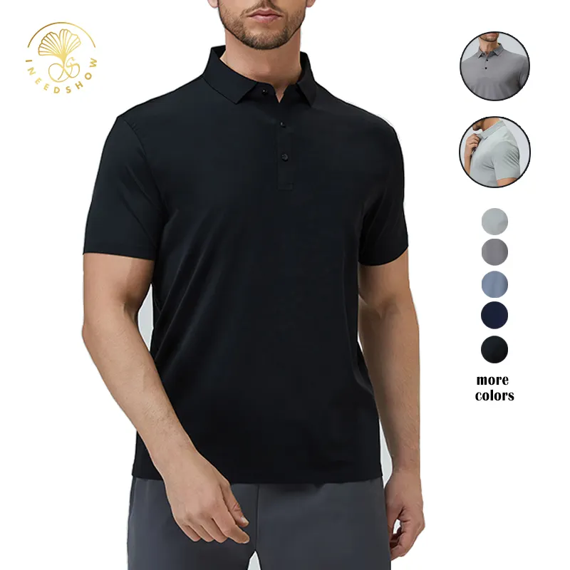 人気のゴルフプレーン半袖プレミアム品質のポロカスタムロゴプラスサイズのメンズ服Tシャツ男性用ブラックポロシャツ