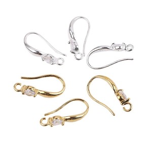 C Shaped <b>Ear</b> Hooks With Rhinestones Gold Plated Cubic Zirconia Earring Findings DIY Jewelry Components - Product Image 4