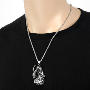 MECYLIFE Death Reaper Collar de acero inoxidable Punk Death Devil Skull Sickle Colgante Collar para hombre - Product Image 6