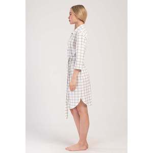 Chemise Tunique KADIN LYC SUPREM à Col Entièrement Boutonné 3/4 Manches ETEGI Ovale - Blanc Cassé - Product Image 4