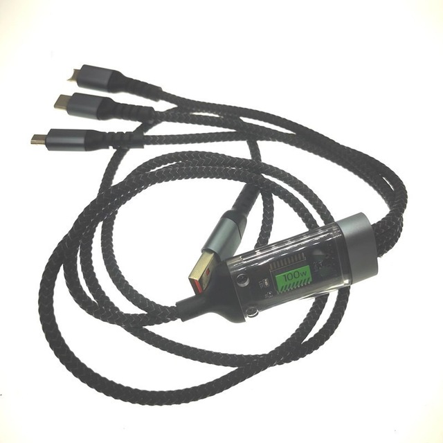 New LED Display 100W Fast Charging 1.2M 3 In1 Usb Cable to Type c Micro to IOS Data Cable for Iphone Light Fast USB Cable